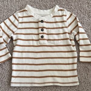 💜 3 for $10 Cat & Jack Brown and White Striped Long Sleeve Shirt